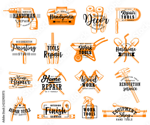 Repair and renovation tools, sketch lettering