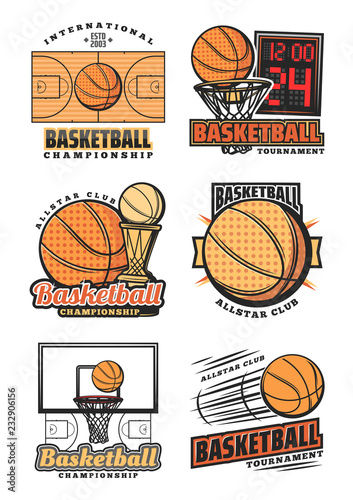 Basketball game, team vector icons