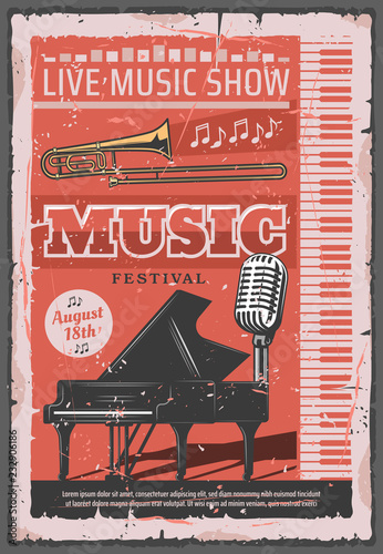 Photography Music concert festival, retro vector