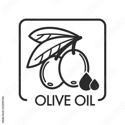 Olive oil extra virgin, monochrome sketch outline logo