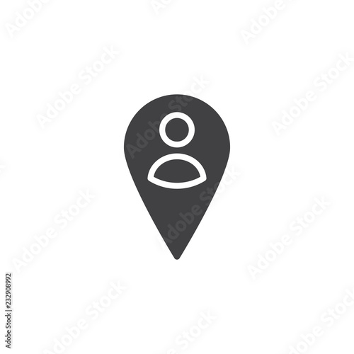 Free Download Location pin with man vector icon. filled flat sign for mobile concept and web design. User placeholder simple solid icon. Symbol, logo illustration. Pixel perfect vector graphics - GFXLoad