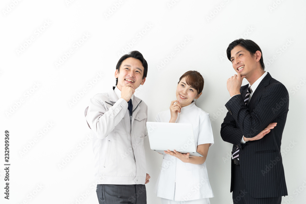 portrait of asian business people on white background portrait of asian business people on white background
