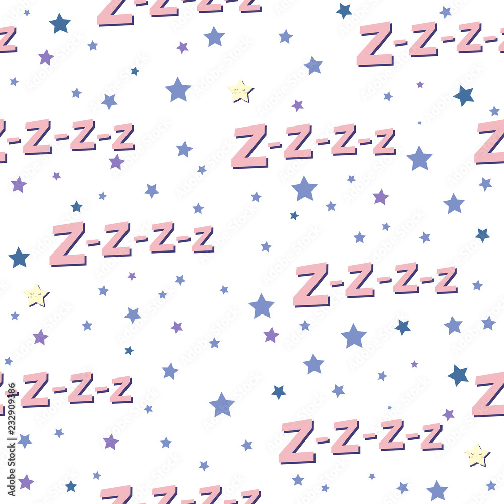 Cute seamless pattern stars. Pajama party background. Editable