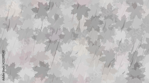 Flying maple leaves, spray of rain. Autumn background. The idea of design of tiles, wallpaper, packaging, textiles, background.