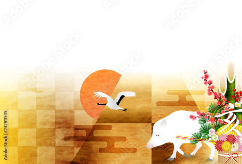 亥　富士山　年賀状　背景