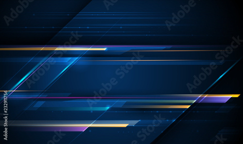 Illustration of light ray, stripe line with blue light, speed motion background.