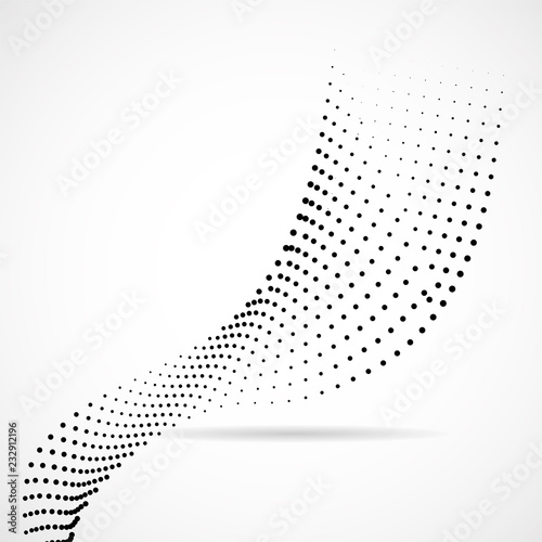 Abstract halftone wave, dotted background. Vector design