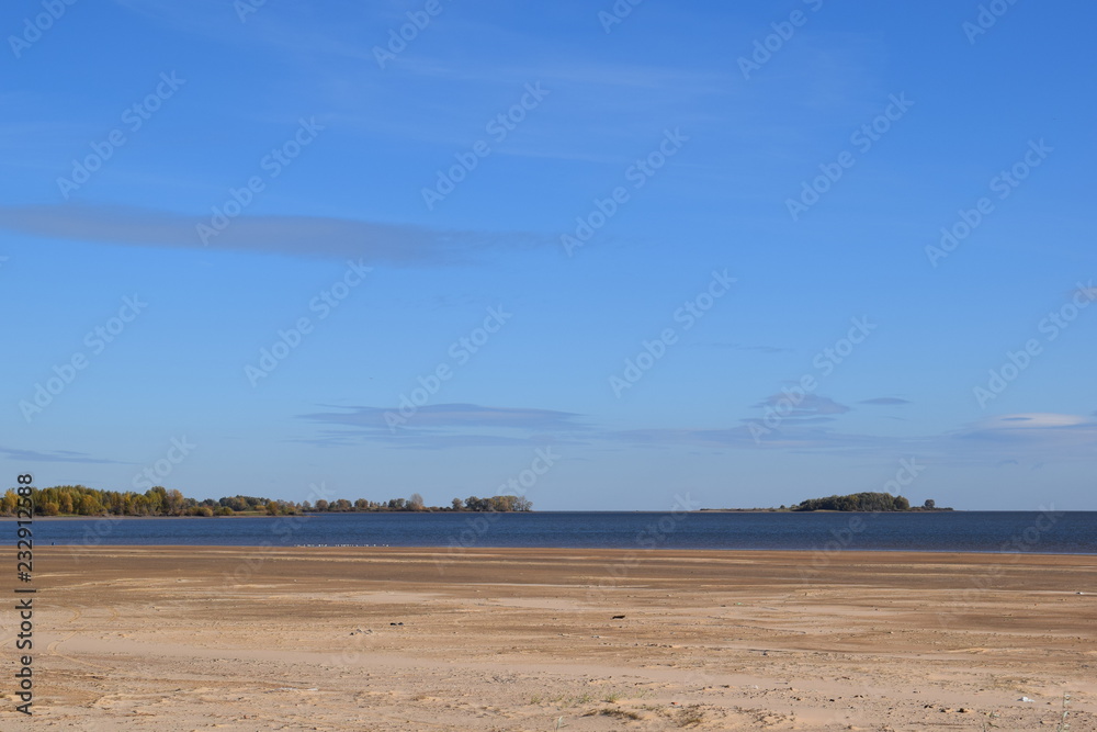 River. Sandy beach River. Sandy beach