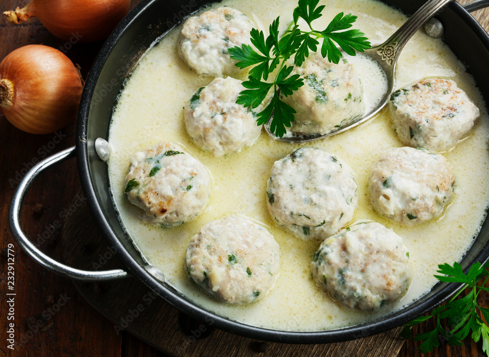 Chicken meatballs in milk sauce Chicken meatballs in milk sauce