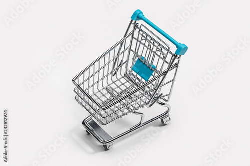 Empty metal shopping cart for shopping.
