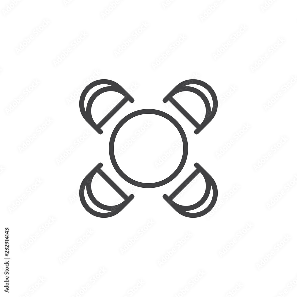 Round table and chairs view outline icon. linear style sign for mobile concept and web design. House interior furniture simple line vector icon. Symbol, logo illustration. Pixel perfect vector Stock Vector