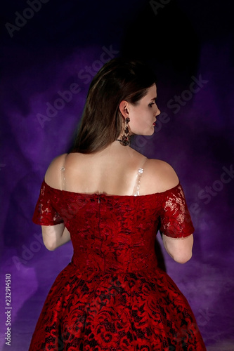 Beautiful girl in red dress