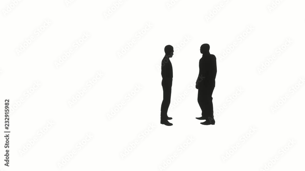 Silhouettes two businessmen talking Silhouettes two businessmen talking