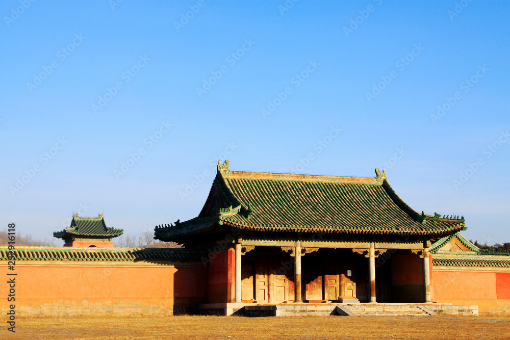 Chinese traditional style building landscape, in the Eastern Tombs of the Qing Dynasty, on december 15, 2013, ZunHua, hebei province, China. Chinese traditional style building landscape, in the Eastern Tombs of the Qing Dynasty, on december 15, 2013, ZunHua, hebei province, China.