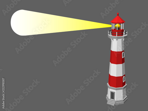 Lighthouse. Isolated on grey background. 3d Vector illustration