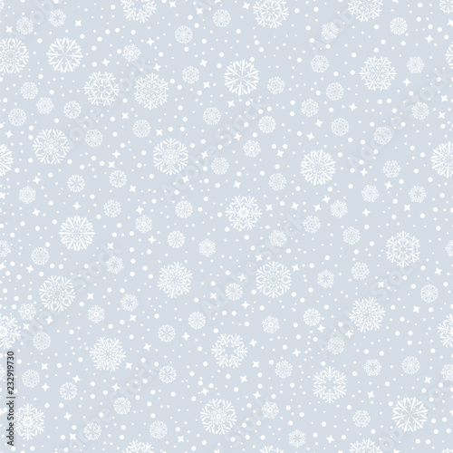 white snowflakes on gray background. vector seamless pattern. winter snow illustration. textile paint. repetitive background. fabric swatch. wrapping paper