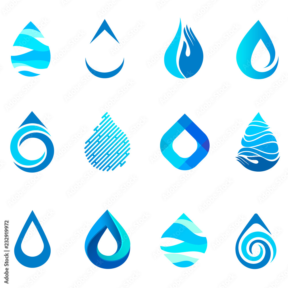 Water drop icon set. Vector logo design template. Stock Vector | Adobe ...