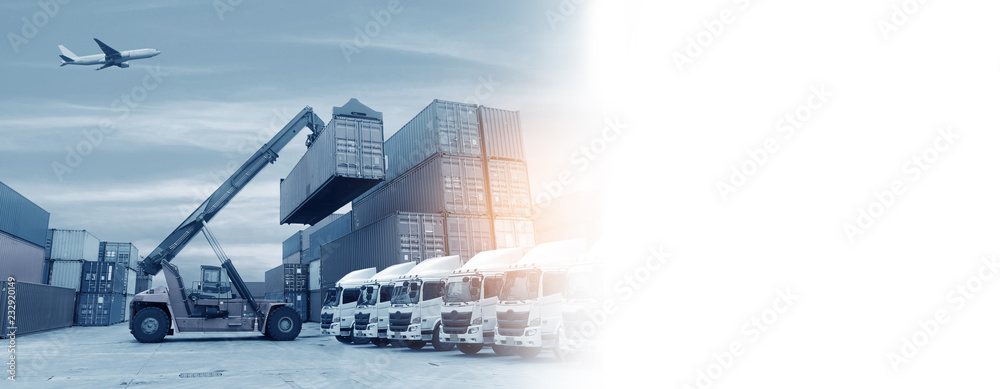 Transport shipping logistics background with blank space white.