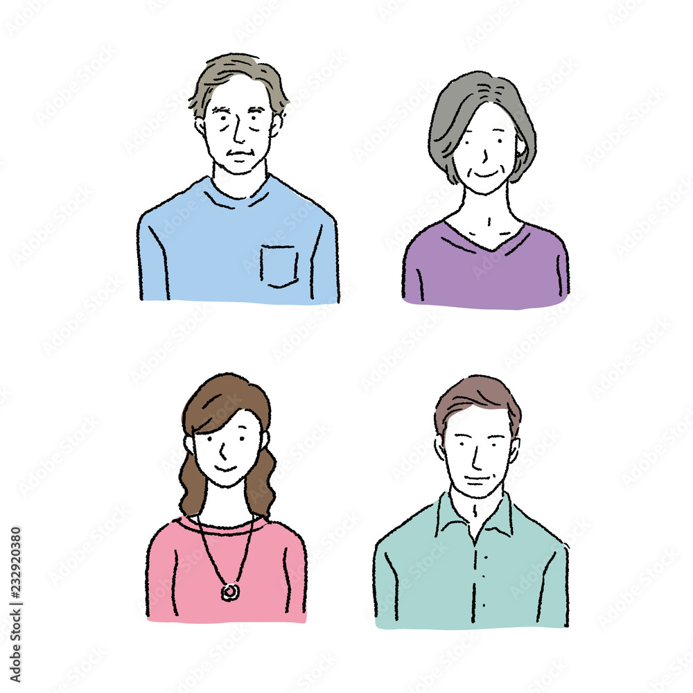 4人 家族 大人 イラスト セット 4人 家族 大人 イラスト セット