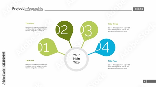 Four steps for success slide template. Business data. Graph, diagram. Creative concept for infographic, presentation, report. Can be used for topics like strategy, training, research