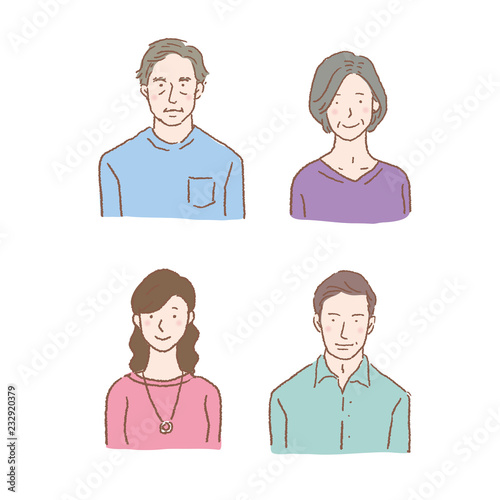 4人　家族　大人　イラスト　セット