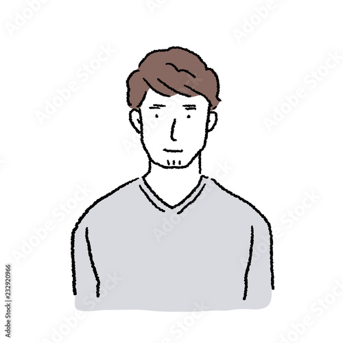 20代　男性　人物　上半身　イラスト