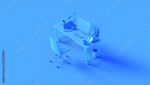 Blue Contemporary Office 3d illustration 3d rendering