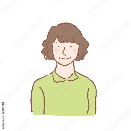 中年女性　人物　上半身　イラスト