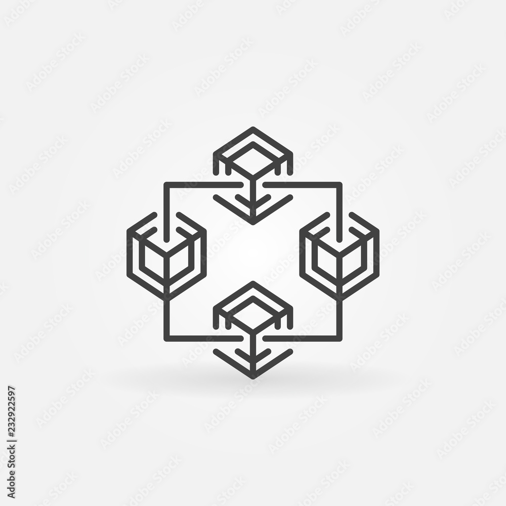 Fintech and block chain vector concept line icon Fintech and block chain vector concept line icon