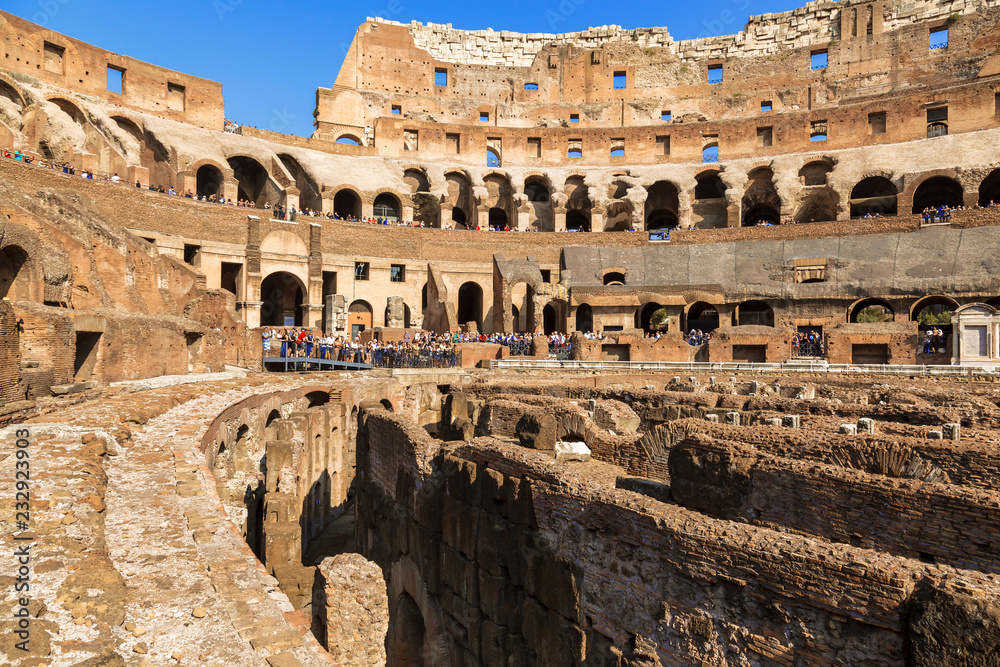 View of the Colosseum inside, Rome, Italy
