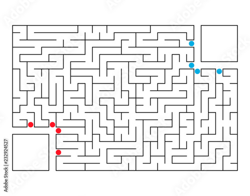 Abstract rectangular maze. Game for kids. Puzzle for children. Labyrinth conundrum. Flat vector illustration. With place for your image.