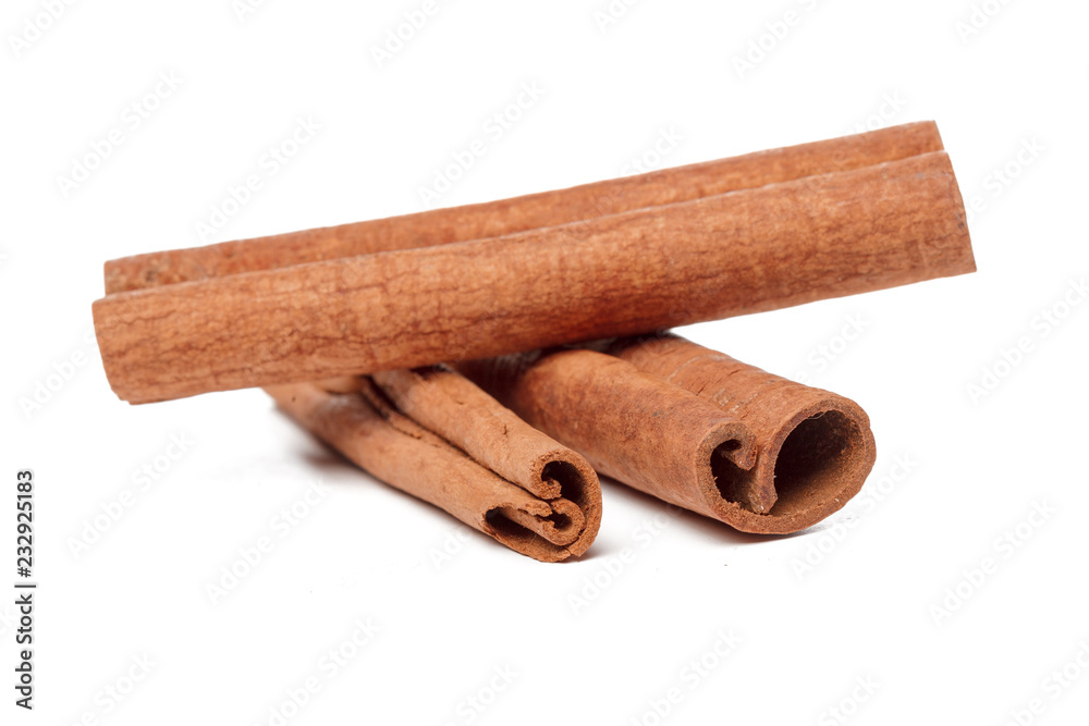 Cinnamon sticks isolated on white background