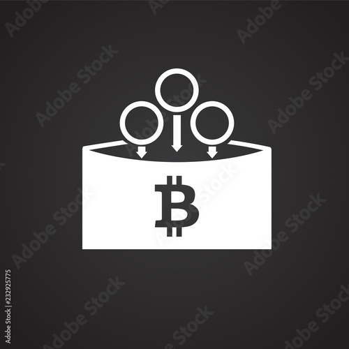 Crypto currency wallet on black background icon