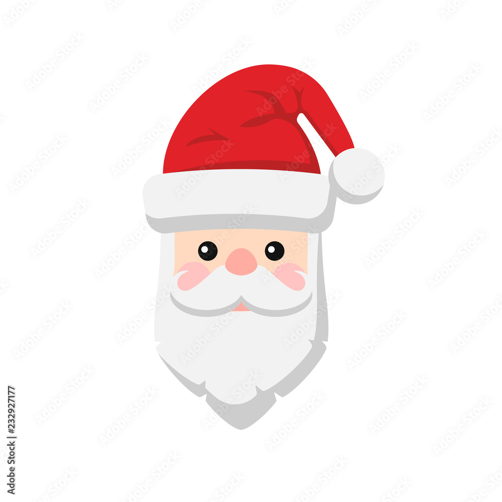 Santa Claus icon. Santa Claus face in flat design. icon isolated on white background. Vector illustration.