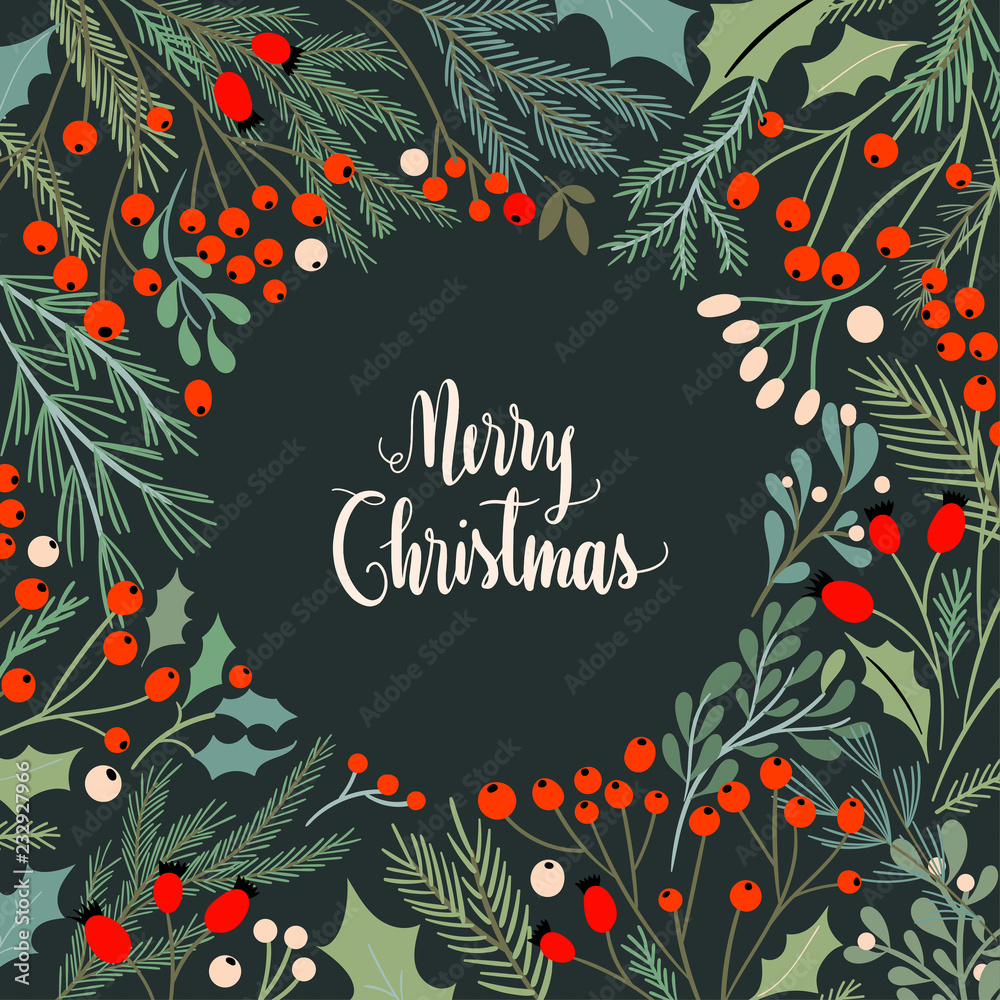 Obraz premium Christmas card design with seasonal frame 