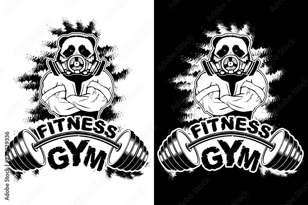 Fototapeta premium Vector design for a gym with an abstract image of a strong panda.