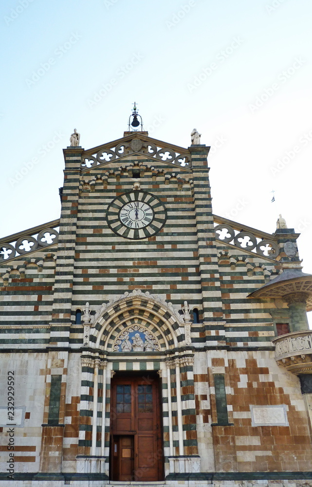 Facade of the Cathedral of Prato, Tuscany, Italy