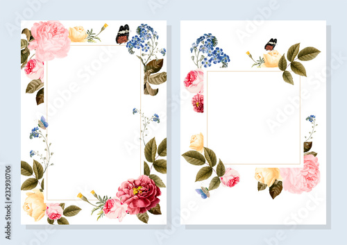 Blank floral frame card illustration