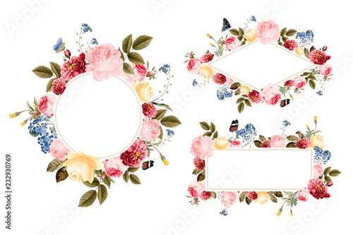 Set of floral card templates