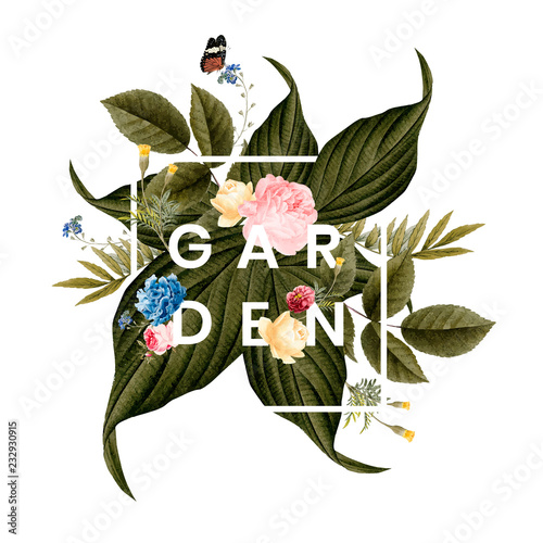 Blooming floral frame card illustration