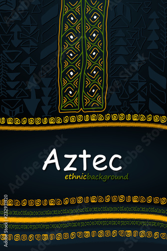 Aztec or African Hand-Drawn Ethnic Background. Abstract Tribal Vector Pattern. Vertical Orientation