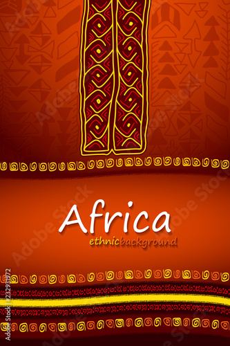 African or Aztec Hand-Drawn Ethnic Background. Abstract Tribal Vector Pattern. Vertical Orientation