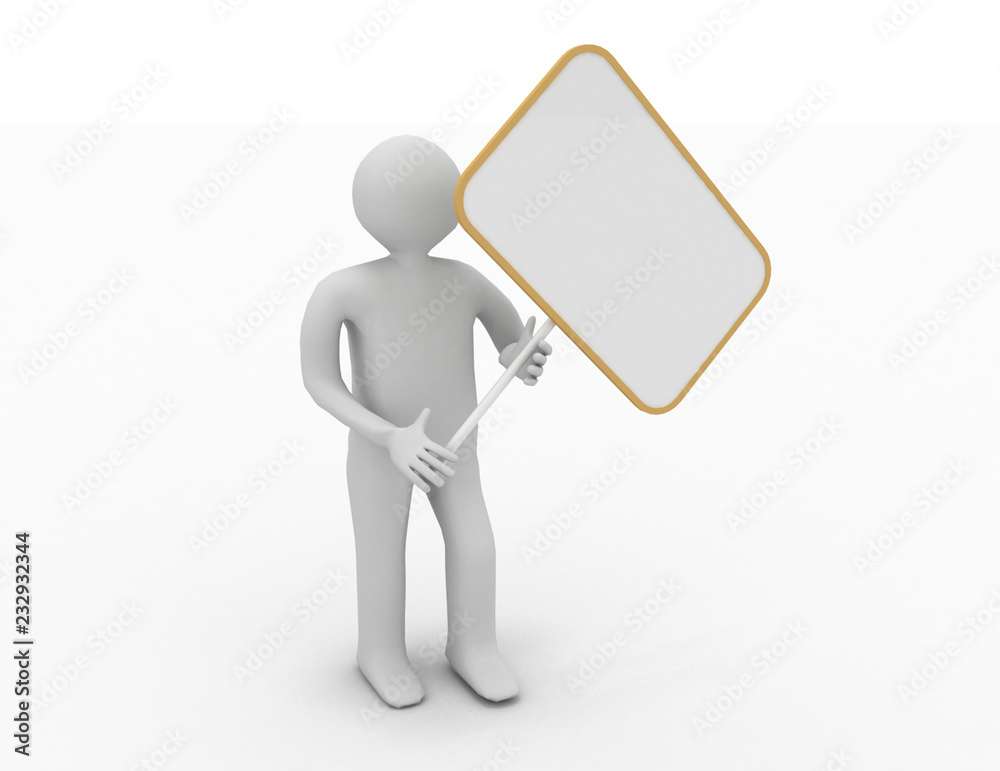 Man with banner concept . 3d rendered illustration Man with banner concept . 3d rendered illustration