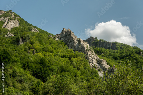 Green edge or peak of caucasian mountain.