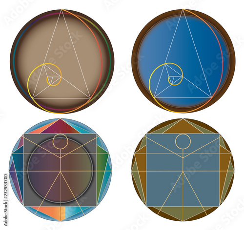 Golden cut abstract icons