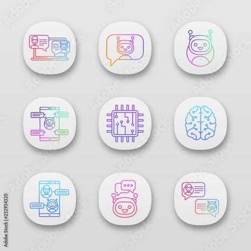 Chatbots app icons set