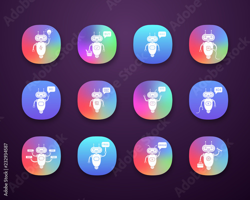 Chatbots app icons set
