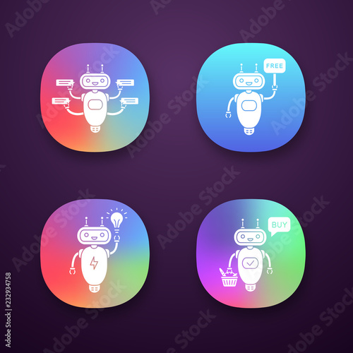 Chatbots app icons set