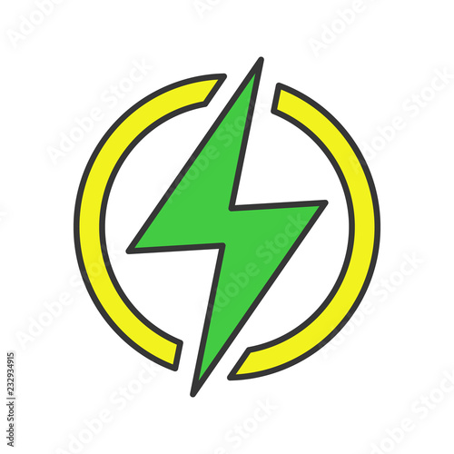 Electric power sign color icon