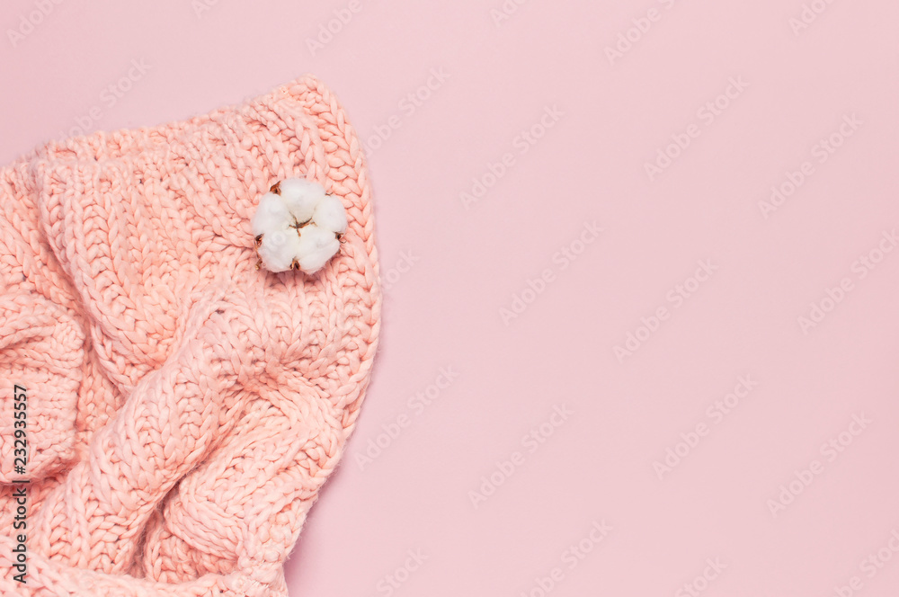 Female pink knitted sweater pullover 